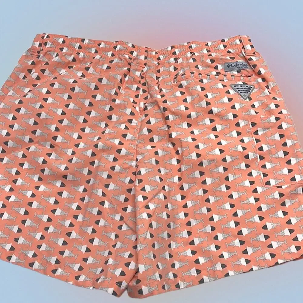 COLUMBIA PFG Men’s XL Pinkish Water Shorts Swimsuit Fish Print